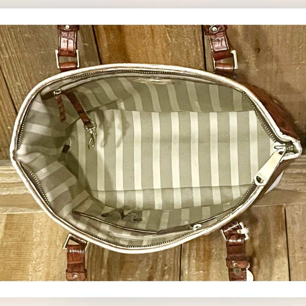 Brahmin. 4 Piece: Asher Croc Embossed Tote & Free Wallet, Dust Bag and Scarf. - Picture 4 of 16